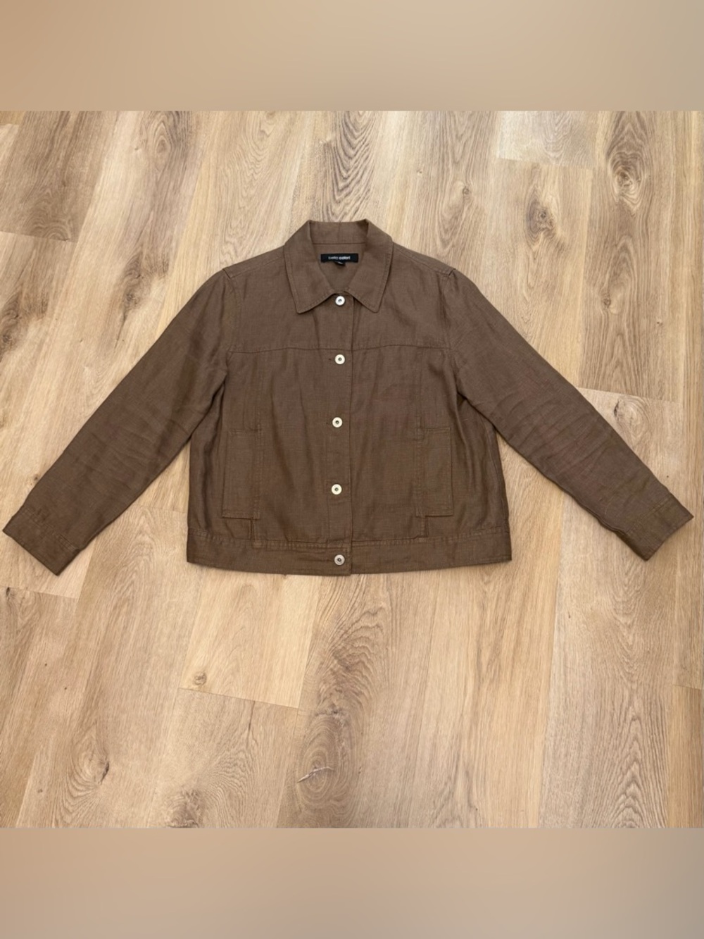 Bella Colori Brown Button-front Linen Jacket